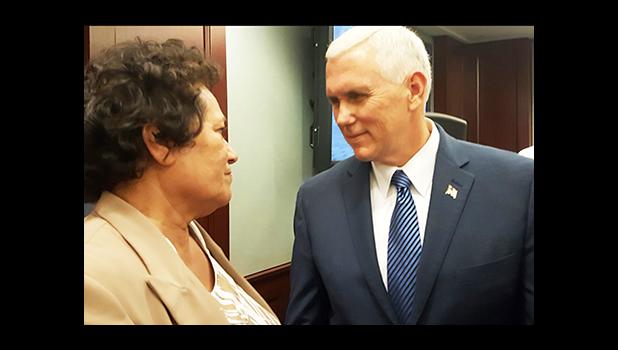 Congresswoman Amata and VP-Elect Pence at the briefing Wednesday morning in the Capitol.  [courtesy photo]
