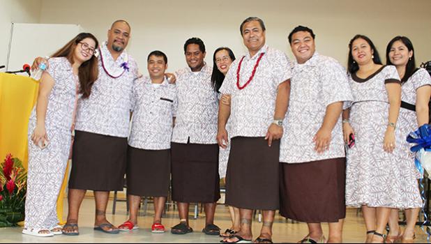 Principal Kamo Koloi, staff and faculties of Faasao Marist High at the FMHS graduation that was held at the FatuOAiga Hall in Ottoville.  [photo:EM]