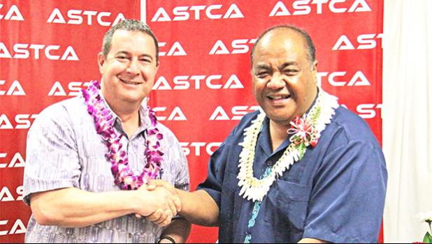 Remi Galasso, CEO of Hawaiki and Pule Tufele, Executive Director of ASTCA at the signing. [courtesy photo]