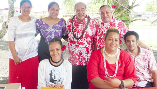 Red Cross-American Samoa chairman Vaitoa Hans Langkilde (second from left standing) with Red Cross volunteers at yesterday’s dedication and opening of the new Red Cross building in Tafuna. [photo: Leua Aiono Frost]
