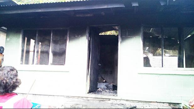 What remains of a home in Fagasa destroyed by fire on Aug. 30th. Local authorities continue their investigation into the cause of the fire.  [photo: local Red Cross]