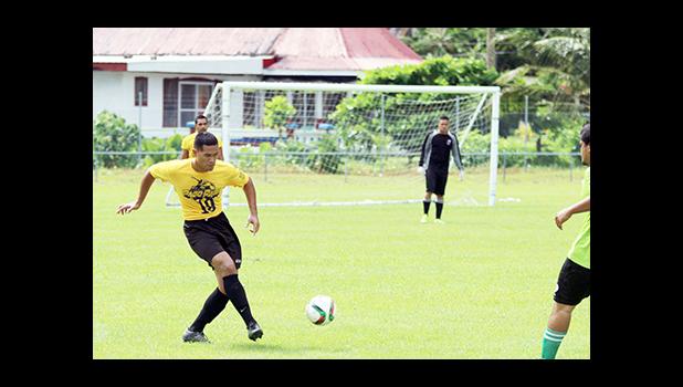 Ryan Samuelu of Pago Youth in action against Lion Heart on Match Day 10 of the 2016 FFAS National League at Pago Park Soccer Stadium on Saturday, Oct. 29.   [FFAS MEDIA/Brian Vitolio]
