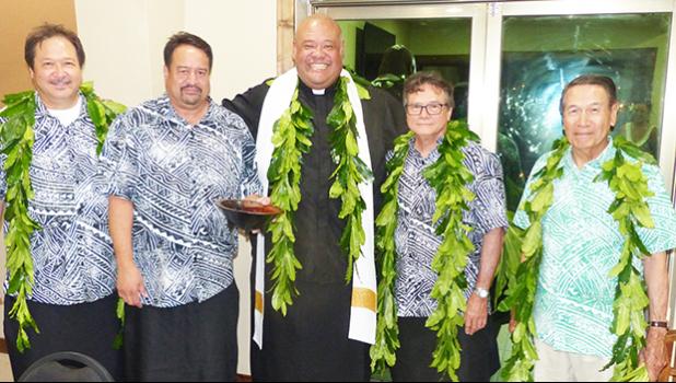 Last week Thursday evening, the owner and head of South Pacific Distributors (SOPAC) Frank Shimizu and his sons cut the ula laumei for the grand opening of the SOPAC warehouse in Iliili, across from the Veterans Memorial Stadium. Father Vaiula Iulio blessed the warehouse. SOPAC is a family-owned, Guam-based business, whose local general manager is Mike Tolmie.  [Photo: EM]