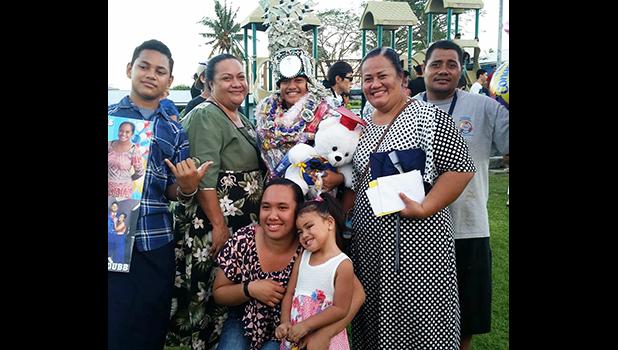 Rapiel Fa'ata'a, a graduate of SPA's Class of 2017, with her mother Pitovao and proud family members after the Dolphins' graduation ceremony last Saturday. [photo: Blue Chen-Fruean]