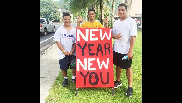 Three local boys finishing their 3 hours of workouts at the South Pacific Watersports & Fitness New Year New You Fitness Party in Utulei, last Saturday. It was a SPW open house to kick start your goals to live a healthy & fit life.  [Photo: Ese Malala]