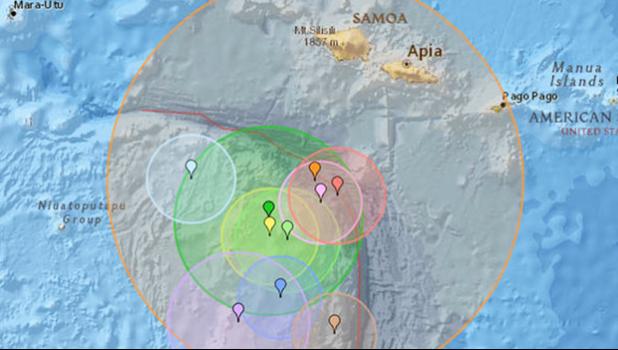 A 6.9 magnitude earthquake hit Samoa Sat night in Samoa, which was Friday night in Am. Samoa. [Pacific Tsunami Warning Center]