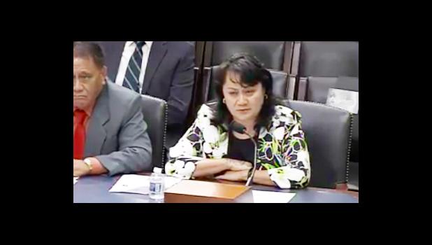 A screen shot from live video of the US House Subcommittee on Indian, Insular and Alaska Native Affairs hearing on Tuesday, shows ASG Medicaid Agency director Sandra King-Young, responding to questions from Puerto Rico Congresswoman Jennifer Gonzalez-Colon on how ASG came up with $200 million price tag for a proposed new hospital.  [photo: US House subcommittee video]