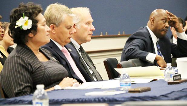 Aumua Amata with James Comer (KY), Chairman Steve Chabot (OH), and Dwight Evans (PA). [courtesy photo]