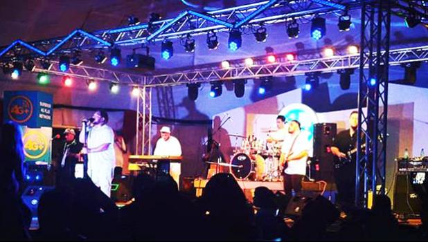Last Saturday night, Spawnbreezie and local musicians joined together in a concert hosted by Bluesky Communications at the Fagatogo Pavilion. It was Spawnbreezie’s first concert on island. The laser light show was also a first for the island.  [Courtesy photo]