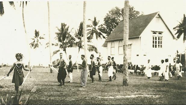 This Jennings family historical photo provided by Rep. Su’a Alexander E. Jennings, shows a group of Swains islanders in May 1925 on Swains, as the atoll officially became part of American Samoa, following Congressional action.  [photo: Jennings family]