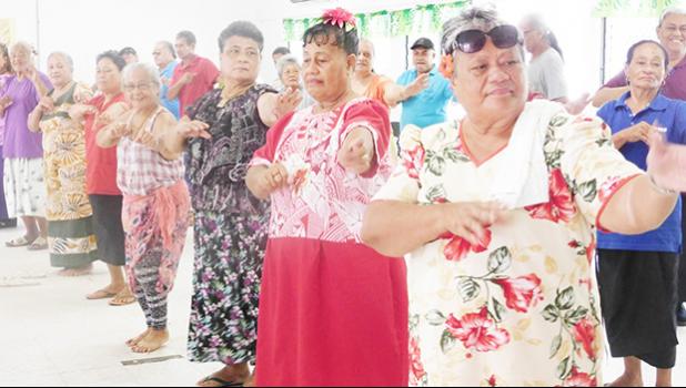 Some of the senior citizens of TAOA enjoying doing the hula as their fitness workout yesterday morning at the TAOA compound in Pago Pago. One of TAOA's focus is health to help promote the importance of living healthy and staying active. [photo: Ese Malala]