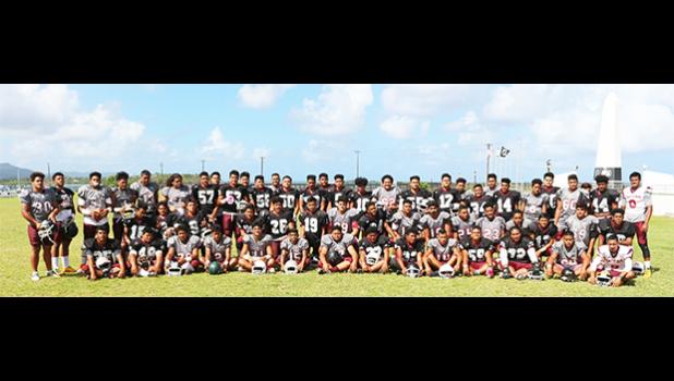 Tafuna High School’s varsity and JV football squads, posing for Samoa News before a friendly scrimmage against the Wildcats late this summer, in preparation for the upcoming ASHSAA football season.  See more photos in slideshow. [photo: TG]