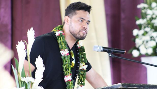 Keynote speaker for the Tafuna High School Graduation yesterday morning Dr. Andrew Pati Ah Young, who gave an inspiring speech to the Tafuna Warriors Class of 2017.  [photo: EM]