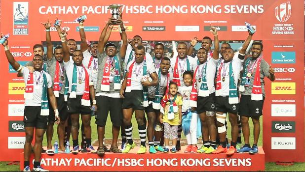 Fiji won the Hong Kong Rugby Sevens for a record-extending 17th time on Sunday, beating South Africa 22-0 in a lopsided final to win their first tournament since the Rio Olympics, during day 3 at the Cathay Pacific/HSBC Hong Kong Sevens on April 9, 2017. [photo: Joe Hamby] 