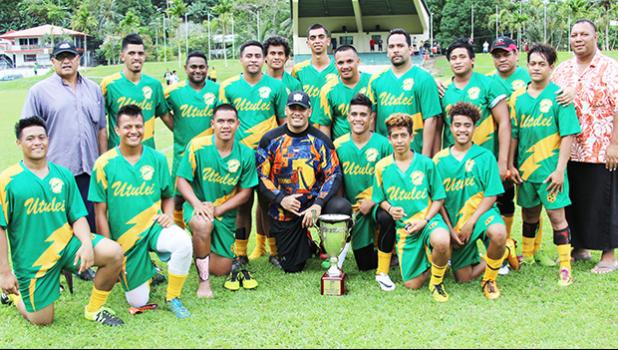 Utulei Youth team with the FFAS National Cup.  [FFAS MEDIA/Brian Vitolio]