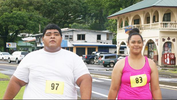 Immanuel, an 18-year-old of Masefau, who participated for the first time in the 5k run last Saturday starting from the South Pacific Watersports Fitness to Nuuuli and back. “This is my first time and it was hard but I will stuck with it,” she told Samoa News. [photo: Ese Malala]
