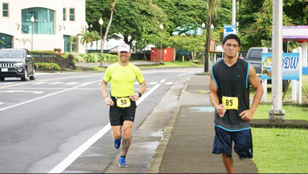 Heart N Sole fun run celebrating Valentines Day through a 5k &14k run last Saturday, had Richard Birgander and Poe Hisitake were the only two who ran the whole 14k run from SPW to Nuuuli then back to Pago Pago and then finished in Utulei at the SPW.   [photo: Ese Malala]