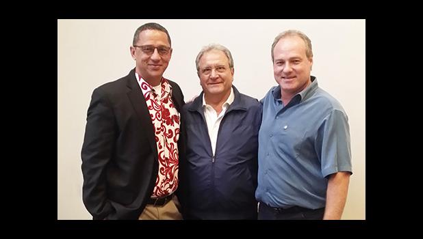 Baseball Oceania Vice President J. Victor Langkilde (left), World Baseball Softball Confederation President, Riccardo Fraccari (middle) and Baseball Oceania President, Laurent Cassieer (right), during the Oceania Region meeting last week in New Zealand.   [courtesy photo]