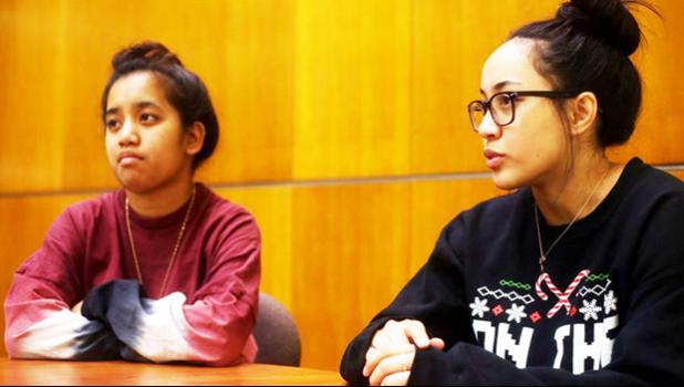 Senior global politics and comparative ethnic studies major Roanna Zackhras, left, and senior biology major Ula Pele say officials could promote diversity by visiting the Samoan community on campus. [ABBY LINNENKOHL | The Daily Evergreen]