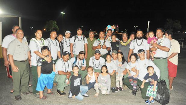 Families and friends of the fire crew from American Samoa gathered at the airport last Friday to say farewell to their loved ones. A crew of 13 fire fighters departed last Friday for the second time this year to fight wildfires in California.  [photo: NPSAS]