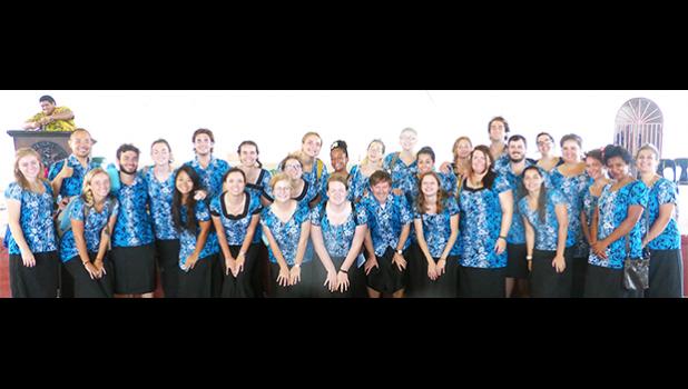 Volunteer teachers from the US-based World Teach organization posing for Samoa News after yesterday’s annual DOE General Assembly at the THS Warriors gymnasium.  [photo: Leua Aiono Frost]