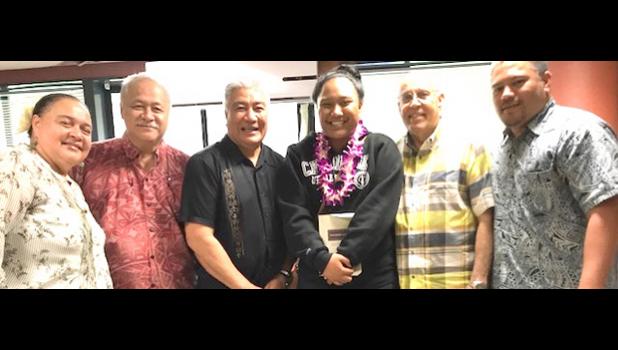 (l-r) Lulu Barber, Tapaau Dr. Dan Aga, Robert Ho Chee, Frantacia Mauigoa, John Marsh, and Keith Gebauer 