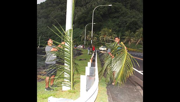 employees from the Department of Administrative Services, Housing Division, were seen at Faganeanea in 2019, decorating the roadside,
