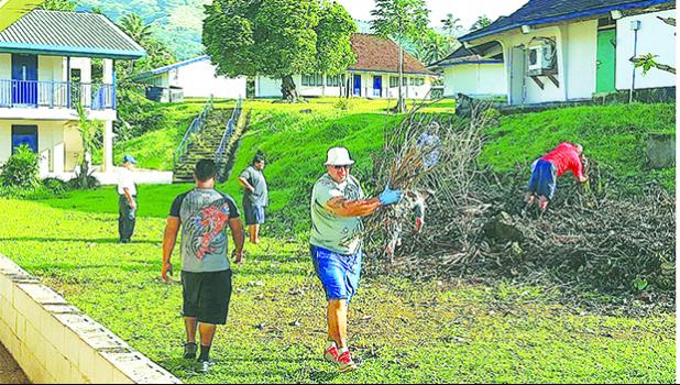  In this Samoa News file photo, DPS and DHSS workers in August 2017 working to prepare the campus of Pava'ia'i Elementary School.