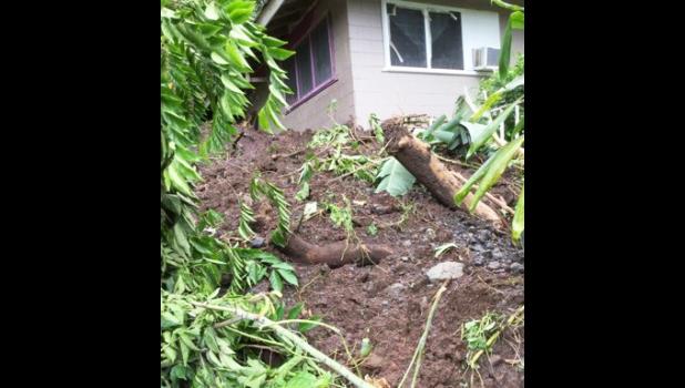 Trees and debris after landslide near home in Afao