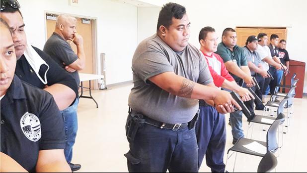 Airport police officers on firing range