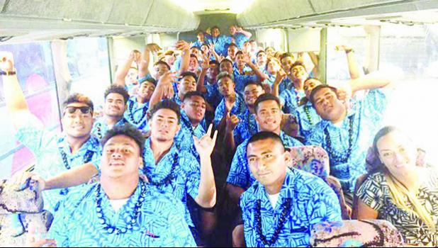 eam Amerika Samoa on the road in the 808 State of Hawaii – on their way back to Waikiki from a church service that was held in Waipahu, as they were hosted by the Waipahu Methodist Church this past Sunday. [photo: courtesy]