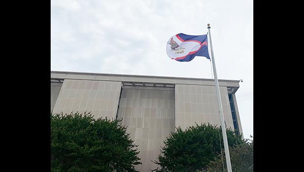 The American Samoa flag flying at the National Museum of American History