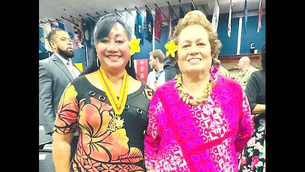 Retired U.S. Army Colonel Leafaina (Ina) Tavai (left) and Congresswoman Aumua Amata Radewagen (right)
