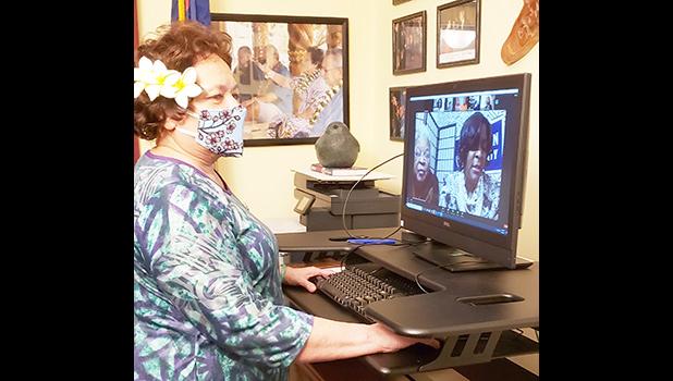 Working remotely, Congresswoman Amata congratulates Col. Dixon 