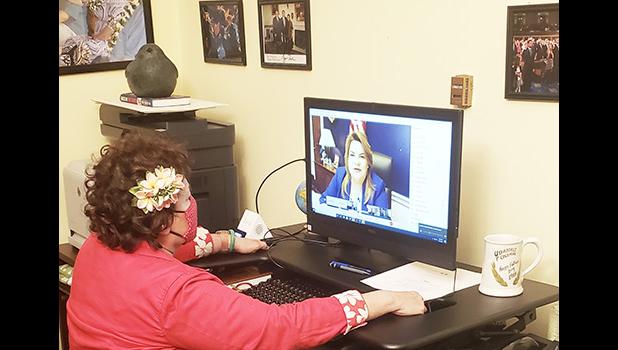 Congresswoman Amata in the remote hearing 