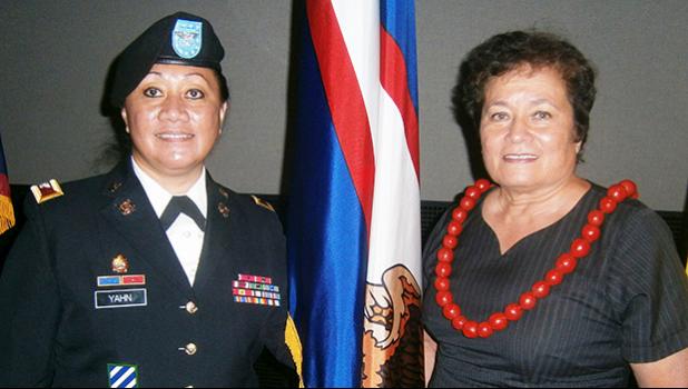 Congresswoman Aumua Amata and her Chief of Staff, retired Colonel Leafaina Yahn