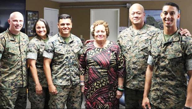 Amata with Camp Pendleton Samoan soldiers