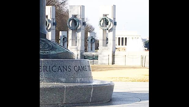 American Samoa and Guam pillars at National World War II Memorial in Washington D.C.