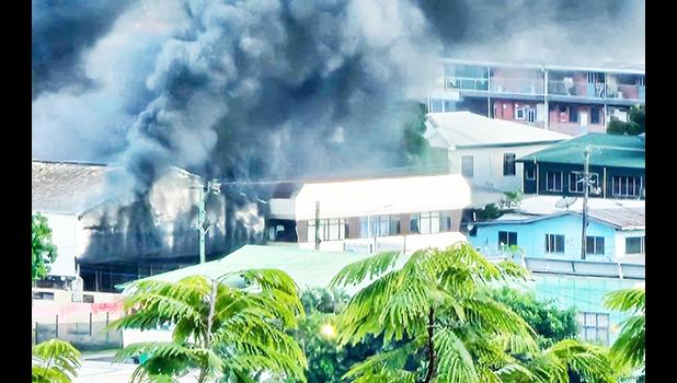 fire in downtown Apia