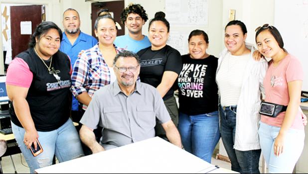 Fred Suisala (foreground), Program Director of the ASCC Trade & Technical Department and Architectural Drafting and Technology (ADT) students