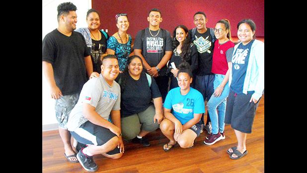  Shebana Coelho (back row, 4th right) is welcomed by ASCC artist Regina Meredith-Fitiao and members of the class Drama Workshop