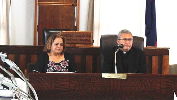 ASCC president Dr. Rosevonne Pato and Board of Higher Education vice chair, Monsignor Viane Etuale