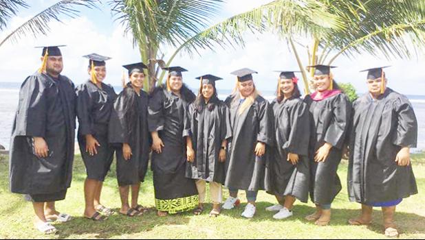 Nine of the 10 graduates with degrees in business