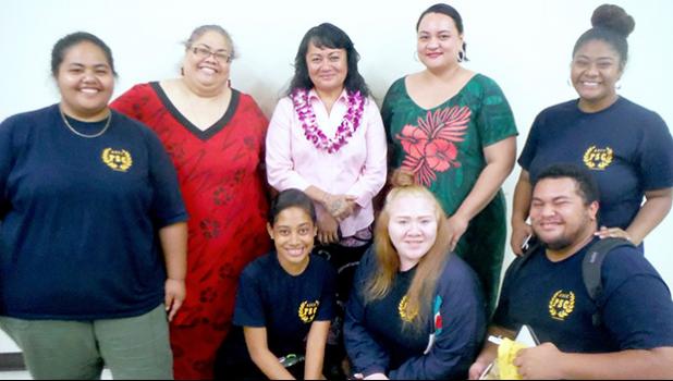  With Sandra King-Young are instructors Adrian Vasai-Moana (to her left) and Kayla Sauafea, along with club members.