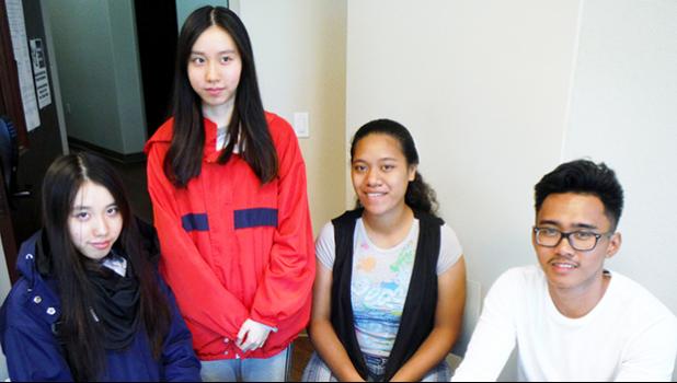 The spring 2019 recipients of the ASCC Presidential Merit and Saili le Atamai in-house scholarships are (l-r) Shiting Huang, Shiqi Huang, Elisapeta Sagote and Mark Espiritu.
