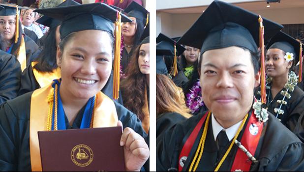 Graduating with honors at last Friday’s American Samoa Community College Spring 2018 graduation ceremony with accumulative grade point averages (GPA) of 3.90 to 4.0 are Monalisa Sera Afoa and JunLin Du. The two graduates are Summa Cum Laude with the highest GPAs for the graduating class.  Afoa is among the 10 graduates who were awarded ASG scholarships. Afoa WAS accepted at Southern Utah University.  [photo: Leua Aiono Frost]