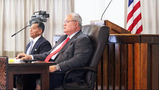 Homeland Security director, Samana Semo Ve’ave’a and Police Commissioner, Le’i Sonny Thompson