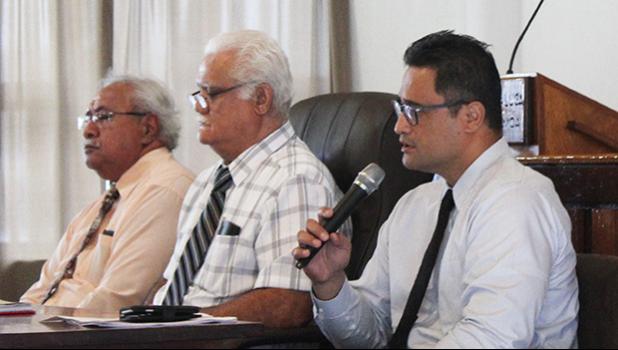  Iulogologo Joseph Pereira; board chairman, ASG Treasurer, Uelinitone Tonumaipe’a; and board vice chair, Attorney General Talauega Eleasalo Ale