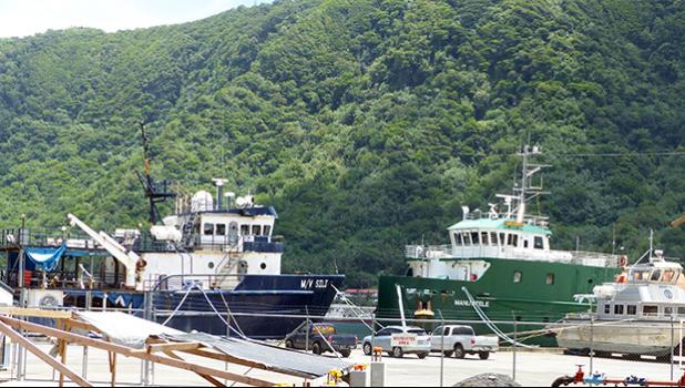 MV Sili and MV Manuatele II docked Wednesday along side the main Pago Harbor