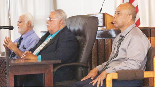 [l-r] ASG Treasurer Ueligitone Tonumaipe’a, Sen. Tuaolo Manaia Fruean, and businessman Tony Togiai